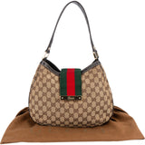 Gucci Monogram GG Canvas Sherry Line Web Stripe Hobo Shoulder Bag