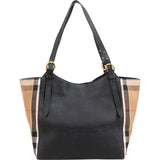 Burberry Black Leather House Check Canterbury Tote Shoulder Bag