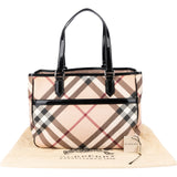 Burberry Nova-Check Monogram Patent Leather Tote Shoulder Bag