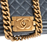 Chanel Quilted Grained Calfskin Medium Boy Single Flap Crossbody Bag
