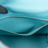 Hermès Taurillon Clemence Leather Gold Kelly 32 Handbag Blue Saint-Cyr