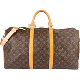 Louis Vuitton Monogram Canvas Keepall 50 Bandoulière Travel Bag