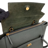 Céline Dark Green Grained Leather Belt Handbag