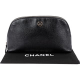 Chanel Black Leather CC Cosmetic Pouch