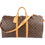 Louis Vuitton Monogram Canvas Keepall 55 Bandoulière Travel Bag