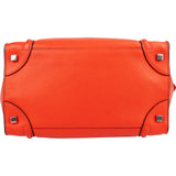 Céline Orange Drummed Calfskin Leather Luggage Handbag