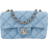 Chanel Quilted Denim Mini Rectangular Single Flap Crossbody Bag