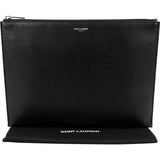Saint Laurent Grained Leather Leather Clutch