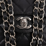 Chanel Quilted Caviar Leather Palladium Medium Double Flap Shoulder Bag