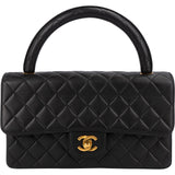 Chanel Quilted Lambskin Top Handle 24K Gold Single Flap Handbag