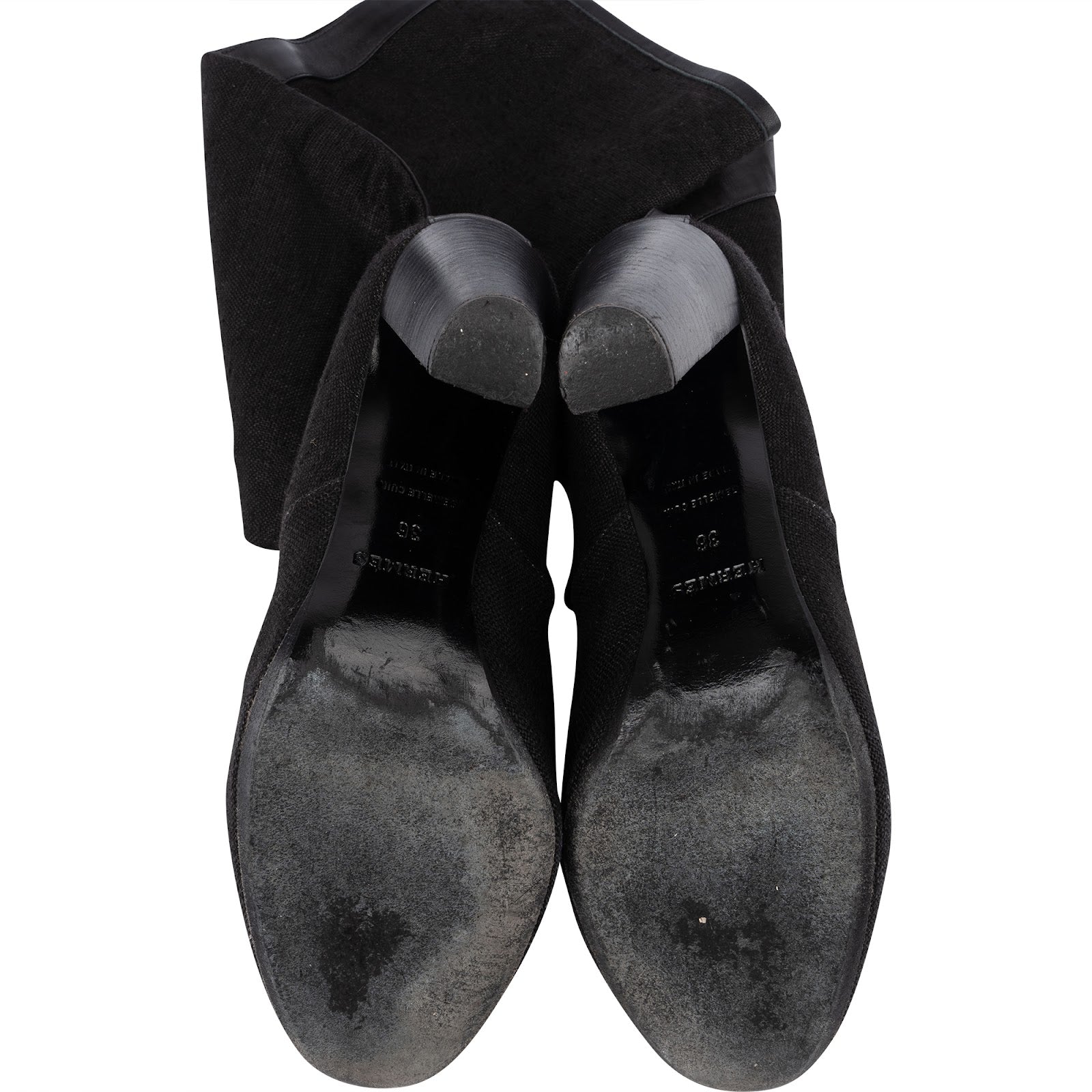 [🔄️B12 / F15] Hermès Black Cotton Knee High Boots - vintageandkickz