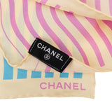 Chanel Cruise in Singapure Bicolor Striped Wave Print Silk 90 Scarf Tuch