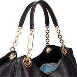 Salvatore Ferragamo Black Leather Gancini Melike Tote Shoulder Bag