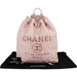 Chanel Woven Tweed Deauville Drawstring Bucket Backpack