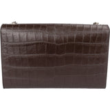 Saint Laurent Croc-Embossed Leather Kate Tassel Chain Crossbody Bag