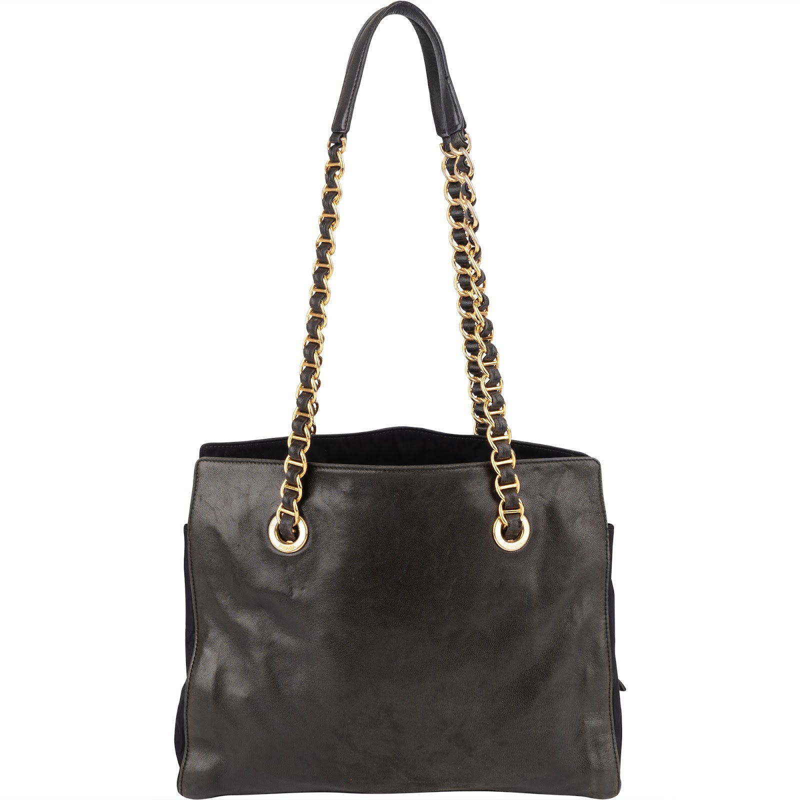 Prada Nylon and Leather Chain Tote Shoulder Bag - vintageandkickz