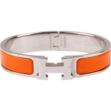 Hermès Silver Tone Clic H Orange Bracelet