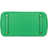 Hermès Vert Bamboo Taurillon Clemence Gold Birkin 35 Handbag