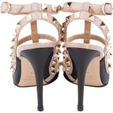 Valentino Garavani Bicolor Leather Rockstud T-Strap Heels Pumps (35)