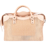 Balenciaga Stitched Checked Monogram Mesh Pink Leather City Handbag