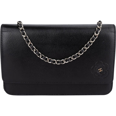 Chanel Chic Leather Camellia Wallet On Chain Crossbody Bag