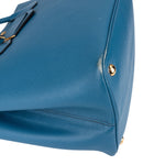 Prada Blue Saffiano Leather Double Handbag - vintageandkickz