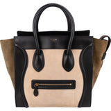 Céline Suede Tricolor Leather Luggage Handbag