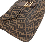 Fendi Monogram FF Zucca Canvas Baguette Mamma Hobo Shoulder Bag