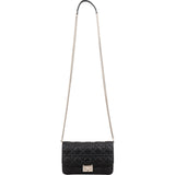 Christian Dior Black Quilted Cannage Lambskin Wallet On Chain Crossbody Bag