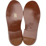 Chloé Brown Leather Cream Crochet Cotton Loafers Shoes (36,5)