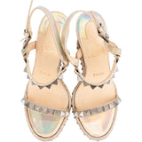 Christian Louboutin Multicolor Patent Leather Pyraclou Psychic 110 Wedge Sandals (37)