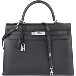 Hermès Noir Epsom Leather Sellier Kelly 35 Handbag - vintageandkickz
