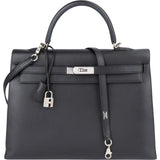 Hermès Noir Epsom Leather Sellier Kelly 35 Handbag - vintageandkickz