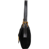 Fendi Black Suede Baguette Shoulder Bag