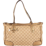 Gucci Monogram GG Metallic Leather Princy Tote Shoulder Bag