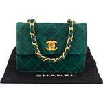 Chanel Stitching Suede 24K Gold Mini Single Flap Crossbody Bag - vintageandkickz