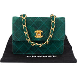 Chanel Stitching Suede 24K Gold Mini Single Flap Crossbody Bag - vintageandkickz