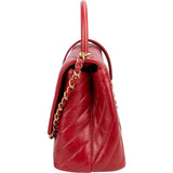 Chanel Quilted Calfskin Chevron Coco Handle Single Flap Handbag