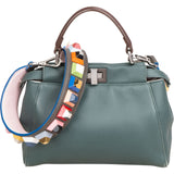 Fendi Petrol Leather Peekaboo Mini Handbag
