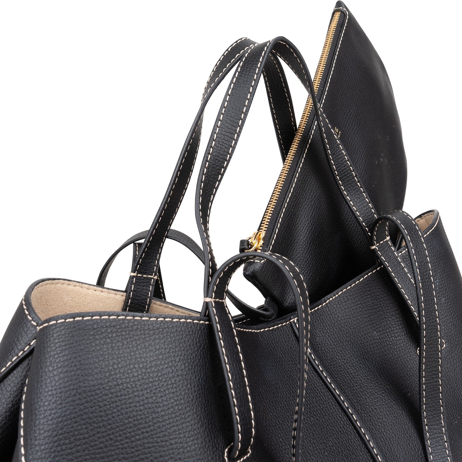 Polène Grained Leather Cyme Tote Handbag - vintageandkickz