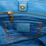 Prada Blue Vitello Daino Gallaria Tote Handbag