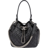 Chanel Quilted Lambskin Palladium CC Drawstring Bucket Handbag