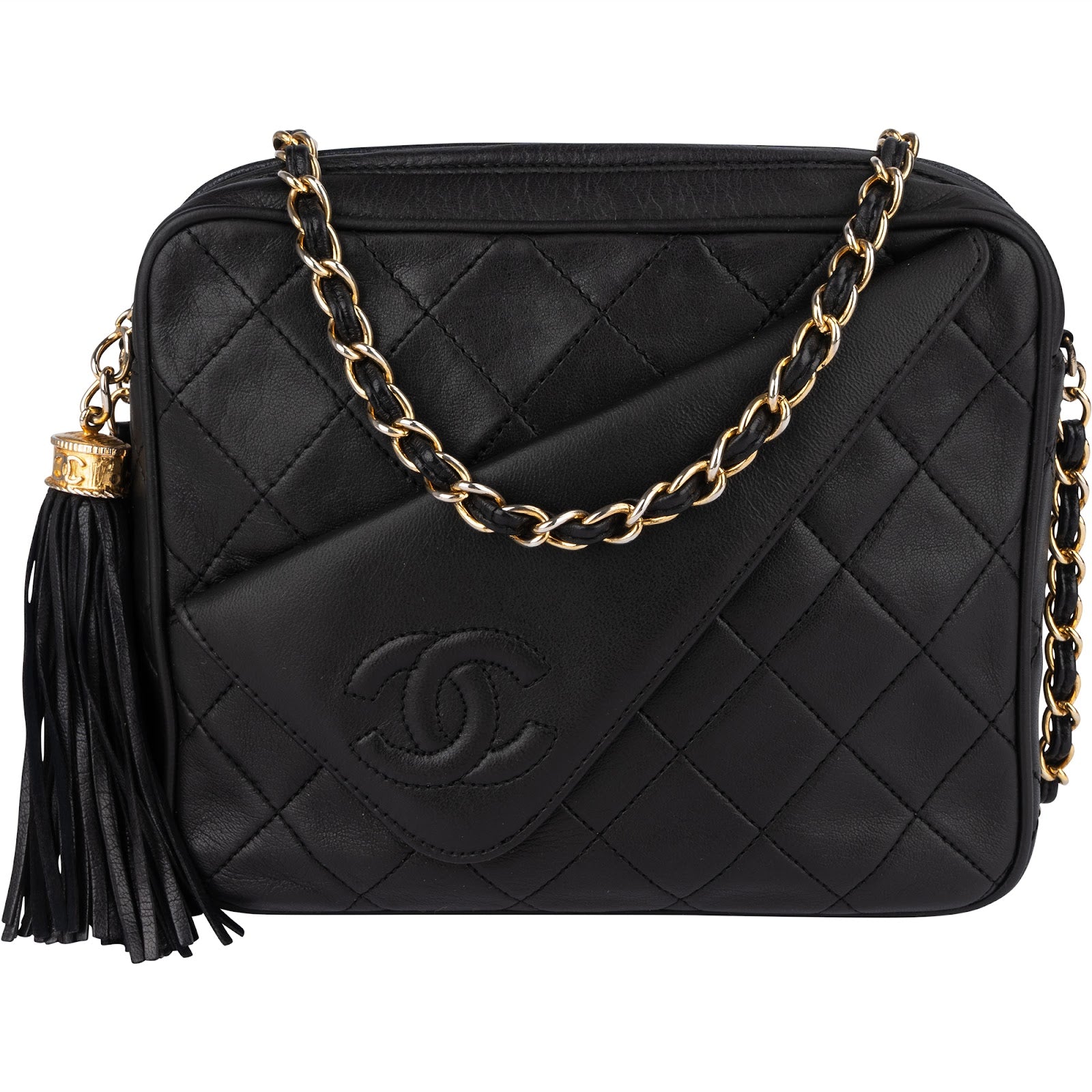 [🔄️B23 / F14] Chanel Quilted Lambskin Vintage Tassel Camera Crossbody Bag - vintageandkickz