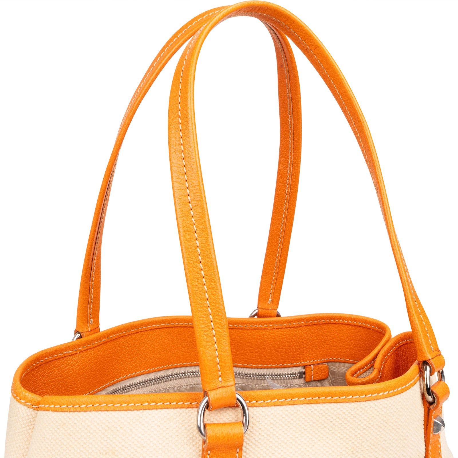 [🔄️B20 / F38] Prada Canvas and Leather Tote Shoulder Bag - vintageandkickz