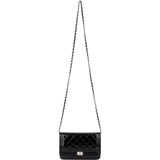 Chanel Patent Leather Quilted Boy Wallet On Chain Crossbody Bag