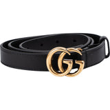 Gucci Black Leather GG Mini Marmont Belt (80 / 32)