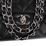 Chanel Quilted Caviar Leather Palladium Maxi Double Flap Crossbody Bag