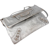 Balenciaga Metallic Leather Envelope City Clutch Crossbody Bag