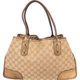 Gucci Monogram GG Metallic Leather Princy Tote Shoulder Bag