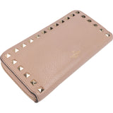 Valentino Grained Calfskin Rockstud Zip Around Wallet